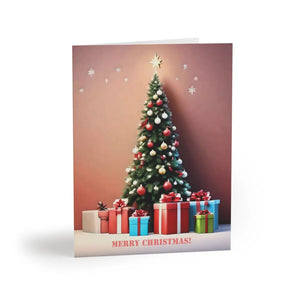 Festive Christmas Tree Greeting Cards - Merry - Dipaliz - & Note
