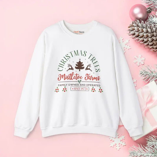 Cozy Up with Mistletoe Farms Heavy Blend Crewneck Sweatshirt - s / White