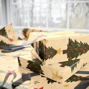 Gsm Fine Art Wrapping Paper Evergreen Silhouettes Cream - Dipaliz