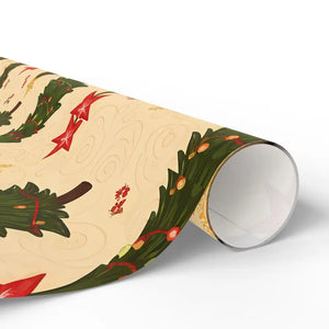 Gsm Fine Art Wrapping Paper Evergreen Silhouettes Cream - Dipaliz