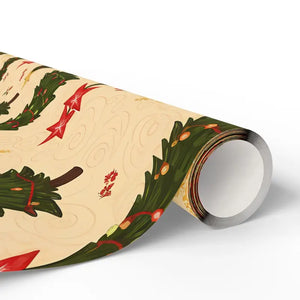 Gsm Fine Art Wrapping Paper Evergreen Silhouettes Cream - Dipaliz