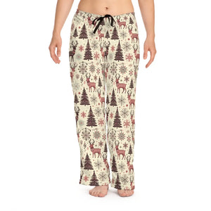 Christmas Tree and Reindeer Pattern Women’s Pajama Pants (aop) - Pajamas