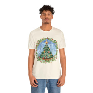 Festive Christmas Tree Jersey Short Sleeve Cotton Tee - Dipaliz - T-shirts
