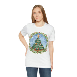 Festive Christmas Tree Jersey Short Sleeve Cotton Tee - Dipaliz - T-shirts
