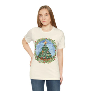 Festive Christmas Tree Jersey Short Sleeve Cotton Tee - Dipaliz - T-shirts