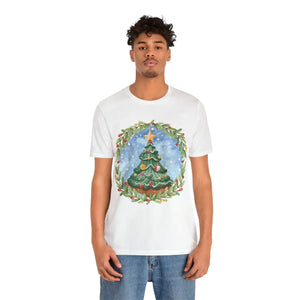 Festive Christmas Tree Jersey Short Sleeve Cotton Tee - Dipaliz - T-shirts