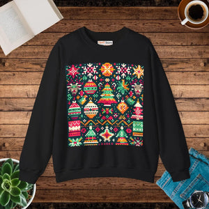 Festive Heavy Blend Sweatshirt - Ribbed Knit Collar - Dipaliz - Sweatshirts