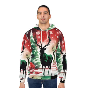 Unisex Pullover Hoodie Festive Reindeer Forest Cozy Aop Dipaliz - Hoodies