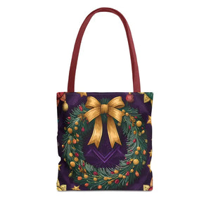Christmas Wreath Aop Tote Bag - Festive Multi-size - Dipaliz - 13’’ × / Red - Bags