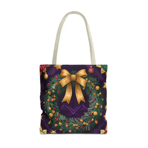Christmas Wreath Aop Tote Bag - Festive Multi-size - Dipaliz - 18’’ × / Beige - Bags