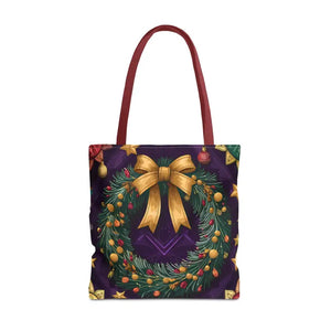 Christmas Wreath Aop Tote Bag - Festive Multi-size - Dipaliz - 18’’ × / Red - Bags