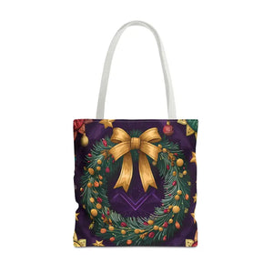 Christmas Wreath Aop Tote Bag - Festive Multi-size - Dipaliz - 18’’ × / White - Bags