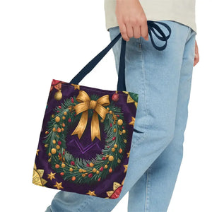 Christmas Wreath Aop Tote Bag - Festive Multi-size - Dipaliz - Bags