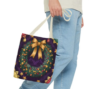 Christmas Wreath Aop Tote Bag - Festive Multi-size - Dipaliz - Bags