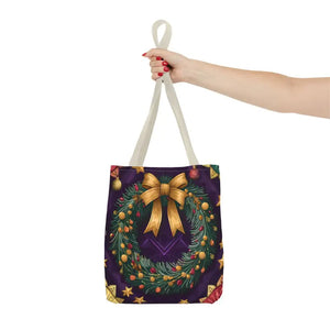 Christmas Wreath Aop Tote Bag - Festive Multi-size - Dipaliz - Bags
