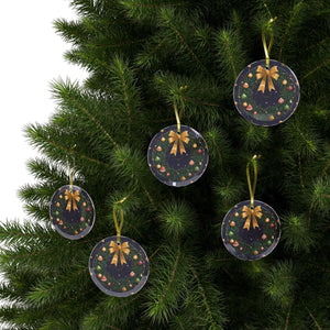 Reindeer Glass Ornaments – Gold Ribbon - Dipaliz - Holiday