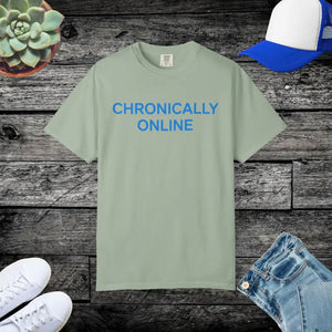 Chronically Online Garment-dyed T-shirt - Relaxed Fit Unisex - Dipaliz - Bay / m