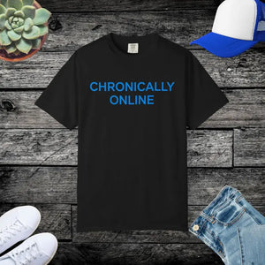 Chronically Online Garment-dyed T-shirt - Relaxed Fit Unisex - Dipaliz - Black / s