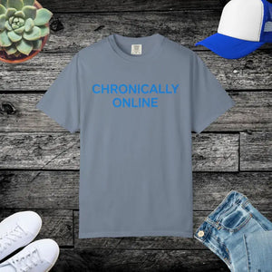 Chronically Online Garment-dyed T-shirt - Relaxed Fit Unisex - Dipaliz - Blue Jean / s