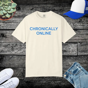 Chronically Online Garment-dyed T-shirt - Relaxed Fit Unisex - Dipaliz - Ivory / l