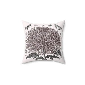 Chrysanthemum Flower Throw Pillow - Butterfly Decor - Dipaliz - 14’’ × - Pillows