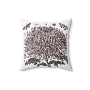 Chrysanthemum Flower Throw Pillow - Butterfly Decor - Dipaliz - 16’’ × - Pillows
