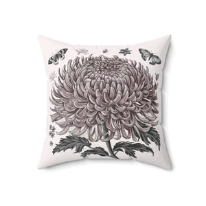 Chrysanthemum Flower Throw Pillow - Butterfly Decor - Dipaliz - 18’’ × - Pillows