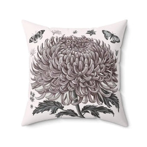 Chrysanthemum Flower Throw Pillow - Butterfly Decor - Dipaliz - 20’’ × - Pillows
