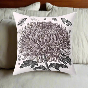 Chrysanthemum Flower Throw Pillow - Butterfly Decor - Dipaliz - Pillows