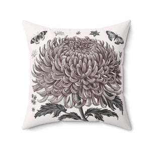 Chrysanthemum Flower Throw Pillow - Butterfly Decor - Dipaliz - Pillows