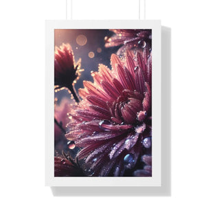 Chrysanthemum Dew Drops – Framed Vertical Poster - Dipaliz - Posters