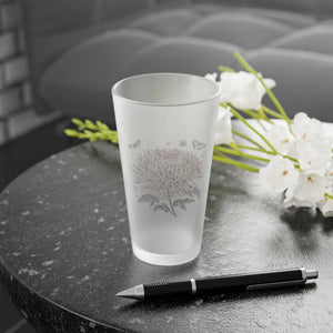 Frosted Pint Glass Chrysanthemum 16oz Design - Dipaliz - Beer Glasses