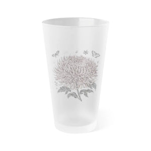 Frosted Pint Glass Chrysanthemum 16oz Design - Dipaliz - Beer Glasses