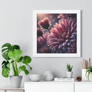 Chrysanthemum Dew Drops Framed Vertical Poster - Dipaliz - Posters
