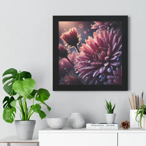 Chrysanthemum Dew Drops Framed Vertical Poster - Dipaliz - Posters