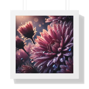 Chrysanthemum Dew Drops Framed Vertical Poster - Dipaliz - 16″ x / White - Posters