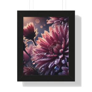 Chrysanthemum Dew Drops Framed Vertical Poster - Dipaliz - Posters