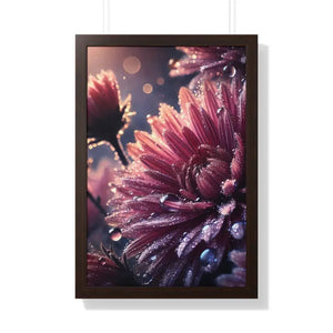 Chrysanthemum Dew Drops Framed Vertical Poster - Dipaliz - 20’’ x 30’’ / Walnut - Posters