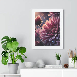 Chrysanthemum Dew Drops Framed Vertical Poster - Dipaliz - Posters