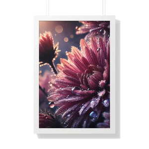 Chrysanthemum Dew Drops Framed Vertical Poster - Dipaliz - 20’’ x 30’’ / White - Posters