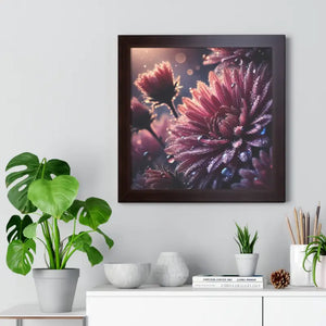 Chrysanthemum Dew Drops Framed Vertical Poster - Dipaliz - Posters