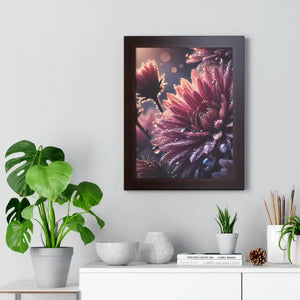 Chrysanthemum Dew Drops Framed Vertical Poster - Dipaliz - Posters