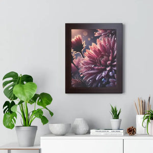 Chrysanthemum Dew Drops Framed Vertical Poster - Dipaliz - Posters