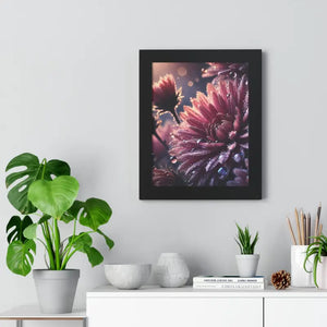 Chrysanthemum Dew Drops Framed Vertical Poster - Dipaliz - 11’’ x 14’’ / Black - Posters