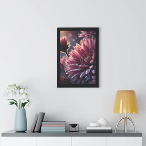 Chrysanthemum Dew Drops Framed Vertical Poster - Dipaliz - Posters