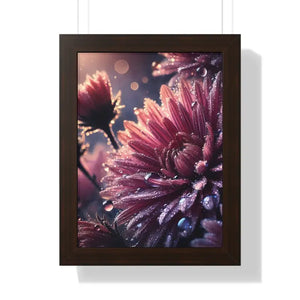 Chrysanthemum Dew Drops Framed Vertical Poster - Dipaliz - 12″ x 16″ / Walnut - Posters