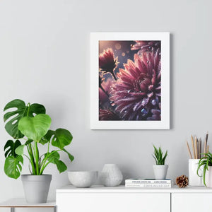 Chrysanthemum Dew Drops Framed Vertical Poster - Dipaliz - Posters