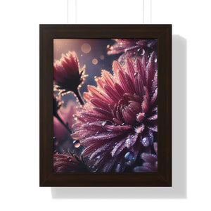 Chrysanthemum Dew Drops Framed Vertical Poster - Dipaliz - 11’’ x 14’’ / Walnut - Posters