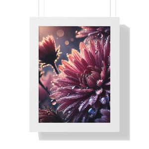 Chrysanthemum Dew Drops Framed Vertical Poster - Dipaliz - 12″ x 16″ / White - Posters