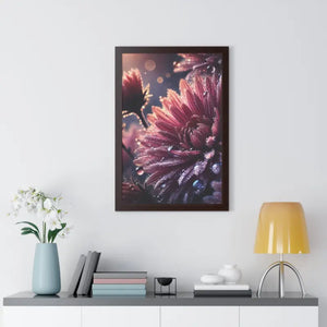 Chrysanthemum Dew Drops Framed Vertical Poster - Dipaliz - Posters